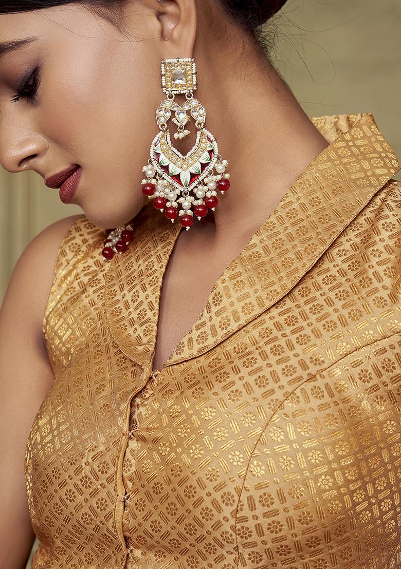 Brown Woven Silk Blouse