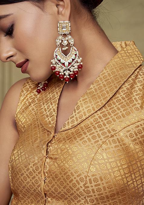 Brown Woven Silk Blouse