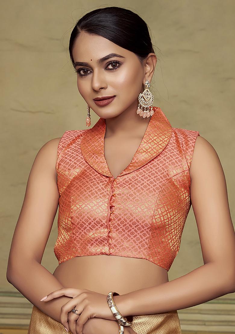 Peach Woven Silk Blouse
