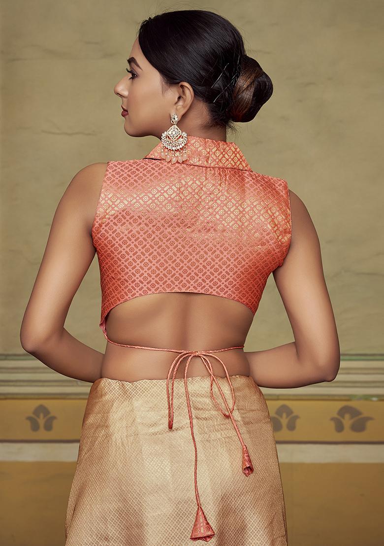 Peach Woven Silk Blouse