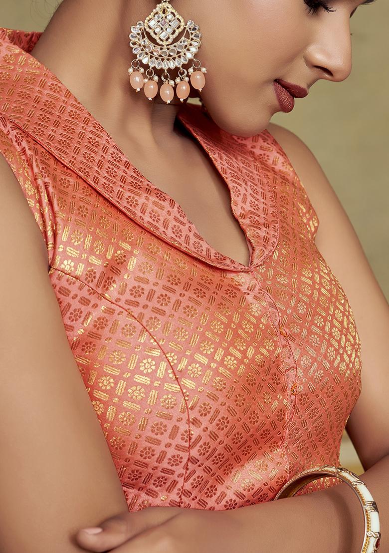 Peach Woven Silk Blouse