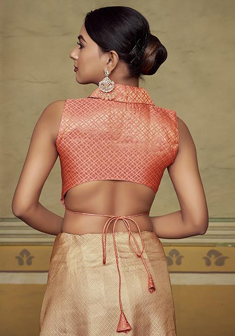 Peach Woven Silk Blouse