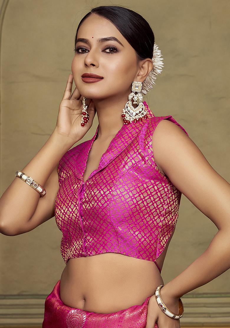 Pink Woven Silk Blouse