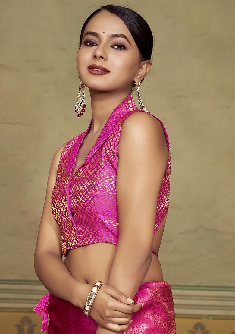 Pink Woven Silk Blouse