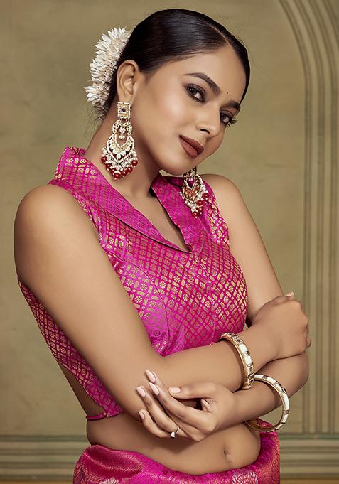 Pink Woven Silk Blouse