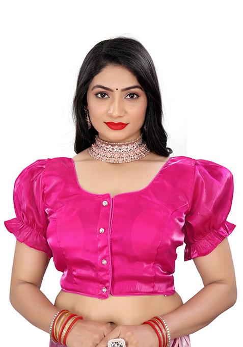 Rani Pink Solid Organza Padded Blouse