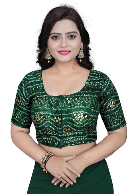 Green Embroidered Cotton Padded Blouse