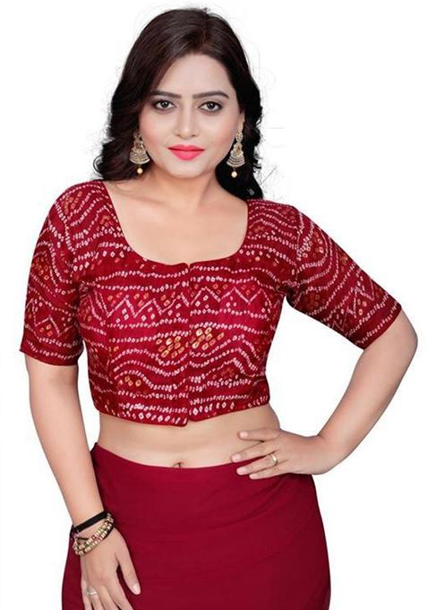 Maroon Embroidered Cotton Padded Blouse