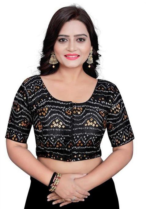 Black Embroidered Cotton Padded Blouse