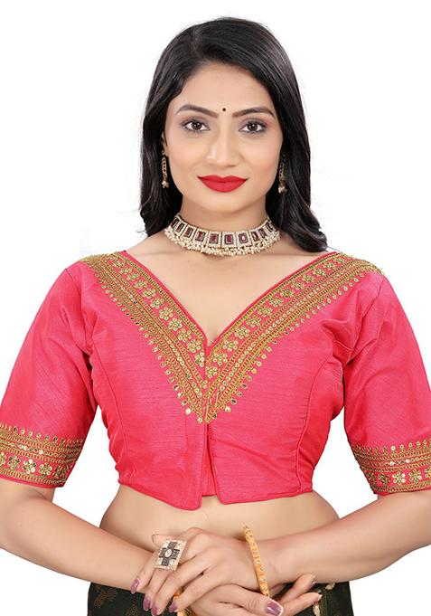 Gajari Embroidered Bangalori Silk Padded Blouse