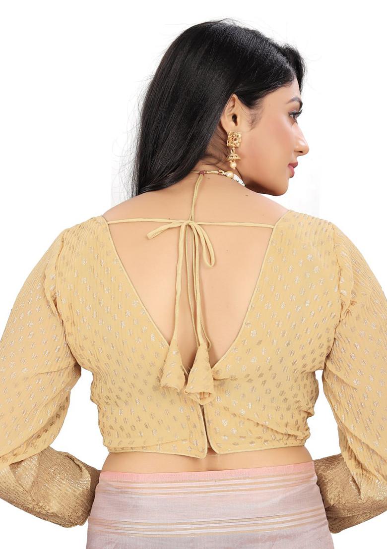 Golden Embroidered Georgette Padded Blouse