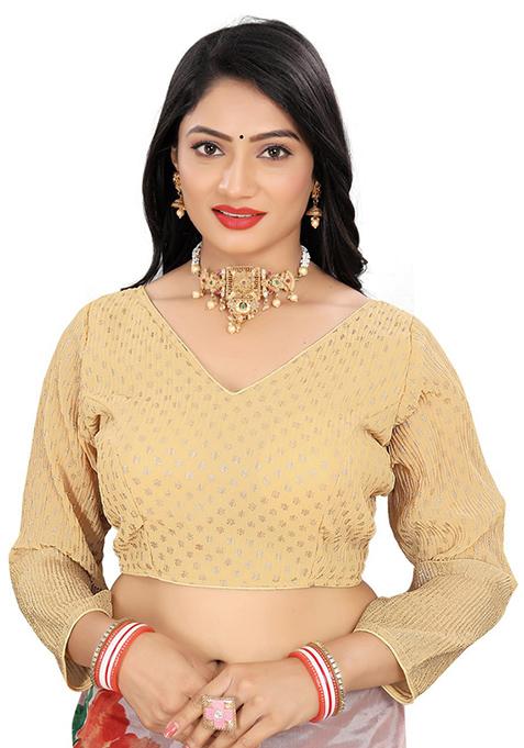 Golden Embroidered Georgette Padded Blouse