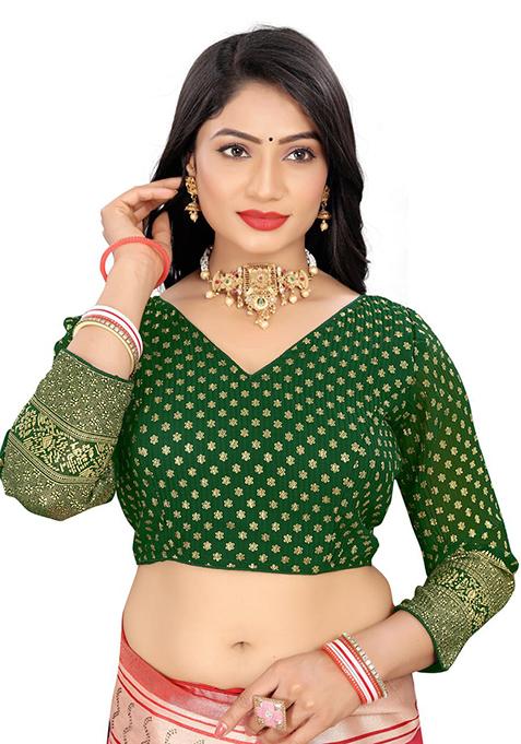 Green Embroidered Georgette Padded Blouse