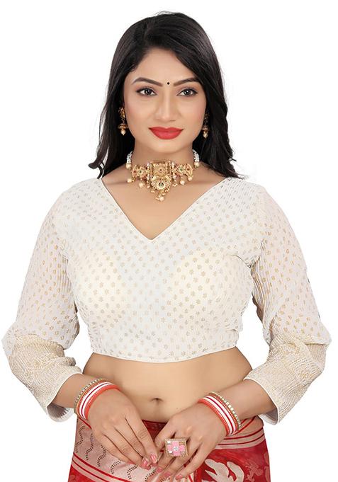 White Embroidered Soft Zimichoo Padded Blouse