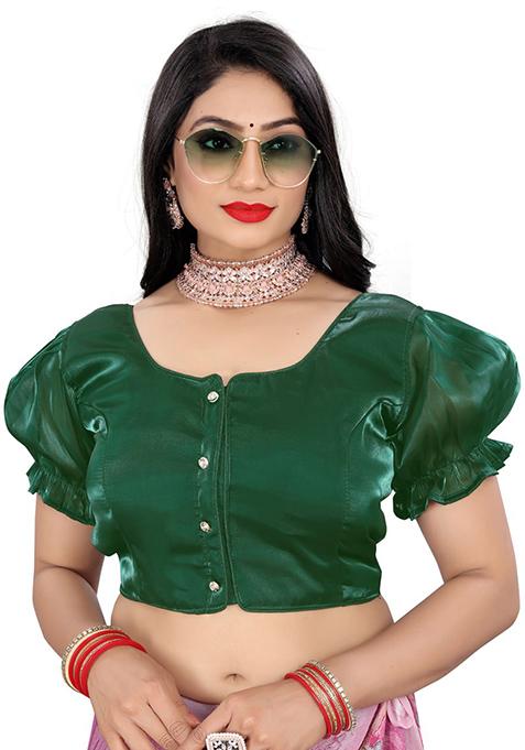 Green Solid Soft Zimichoo Padded Blouse