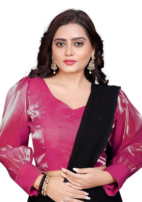 Rani Pink Solid Organza Padded Blouse