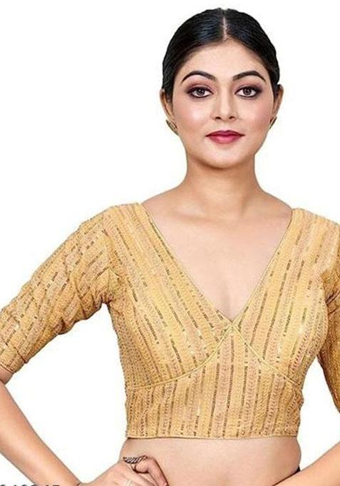 Golden Embroidered Georgette Padded Blouse