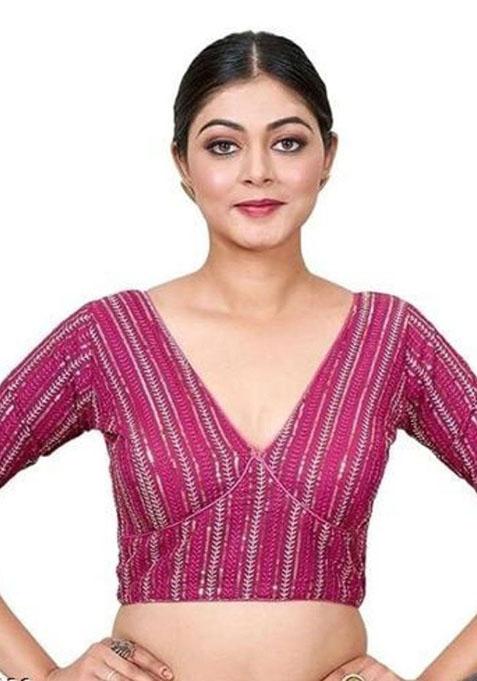 Rani Pink Embroidered Georgette Padded Blouse