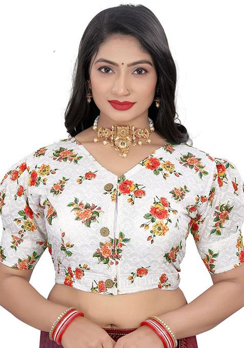 Multicolour Embroidered Cotton Padded Blouse