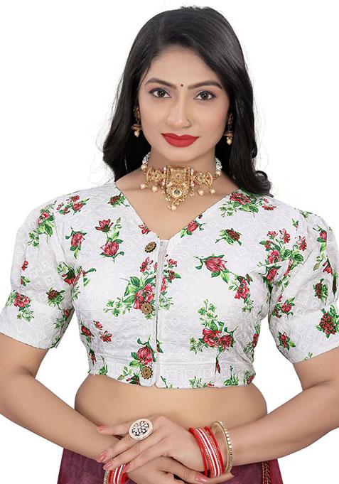 Multicolour Embroidered Cotton Padded Blouse