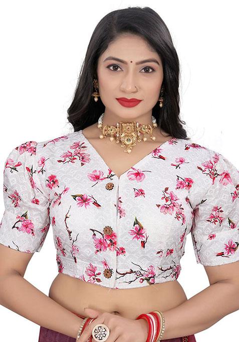 Multicolour Embroidered Cotton Padded Blouse