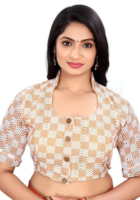 Golden Embroidered Cotton Padded Blouse