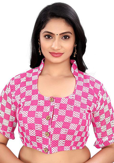 Rani Pink Embroidered Cotton Padded Blouse