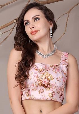 Pink Printed Poly Blend Blouse