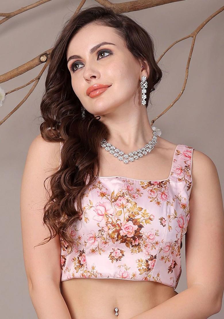 Pink Printed Poly Blend Blouse