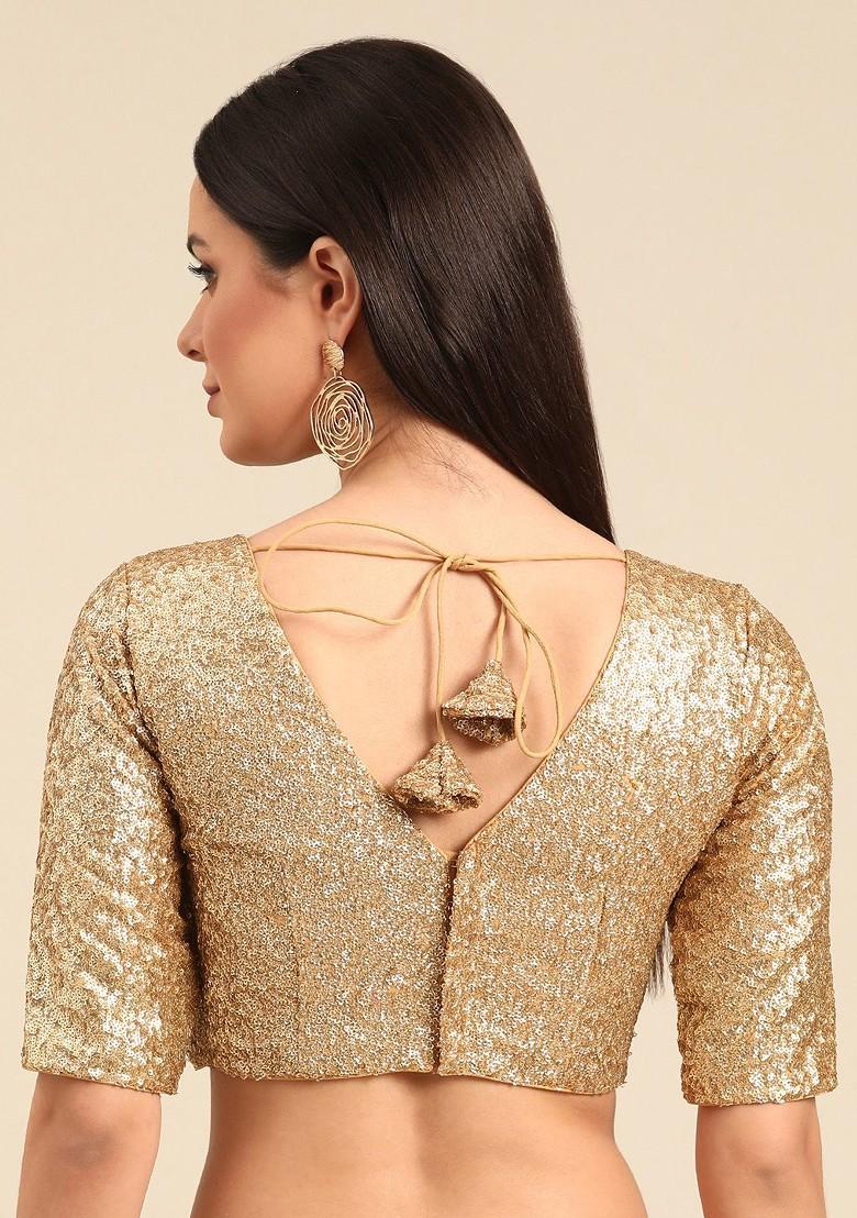 Beige Sequin Embroidered Georgette Blouse