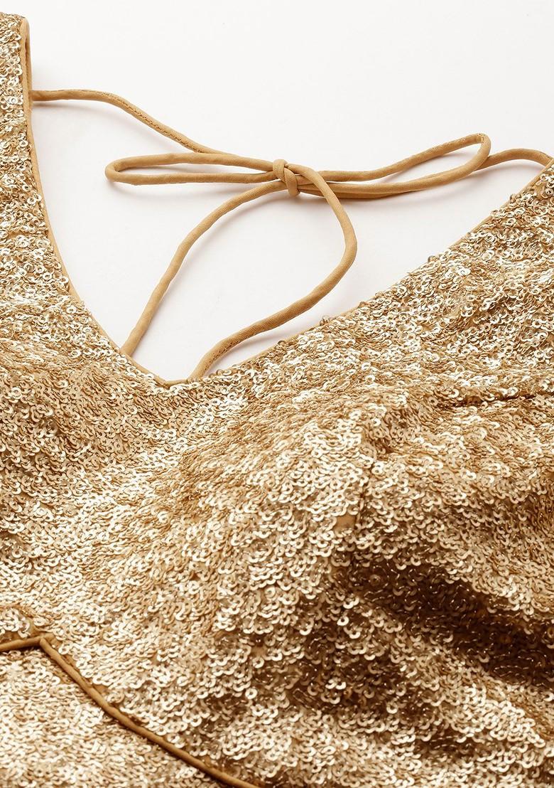 Beige Sequin Embroidered Georgette Blouse