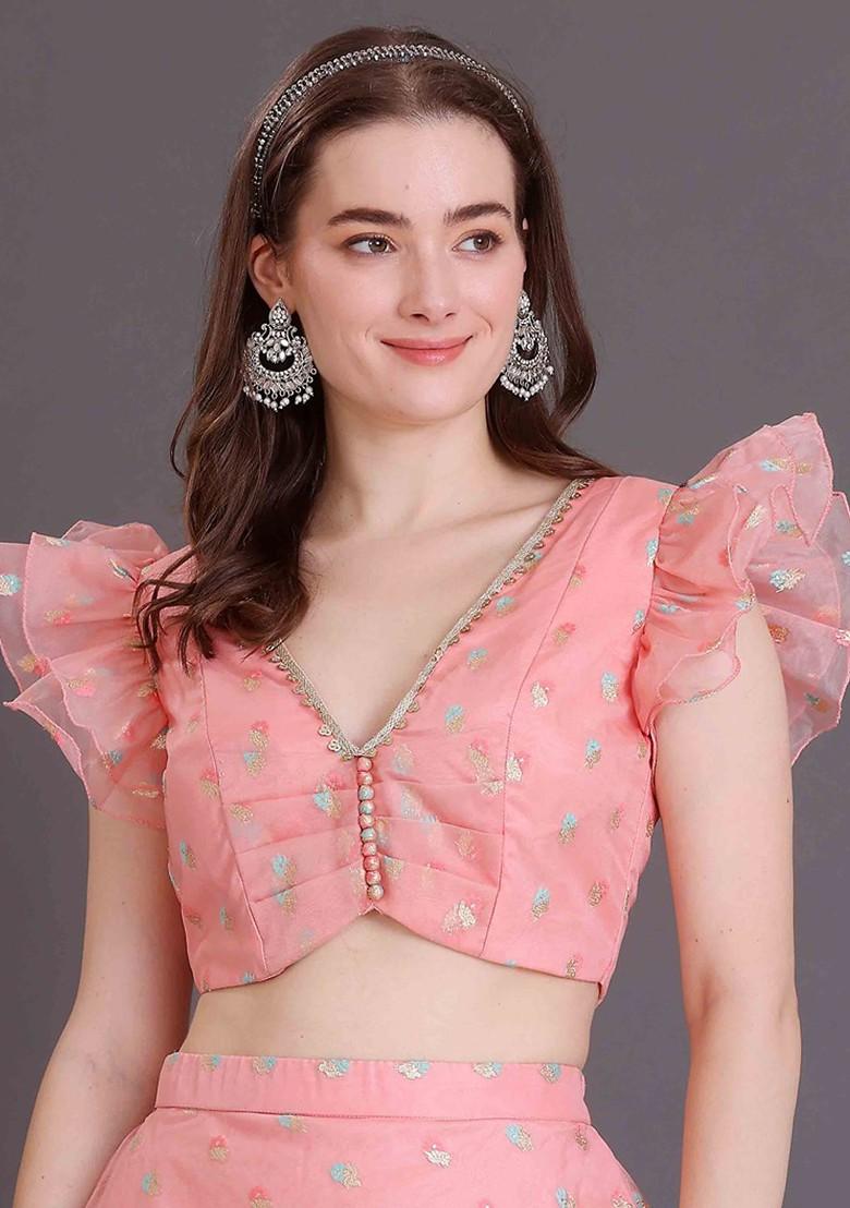 Pink Embellished Poly Blend Blouse