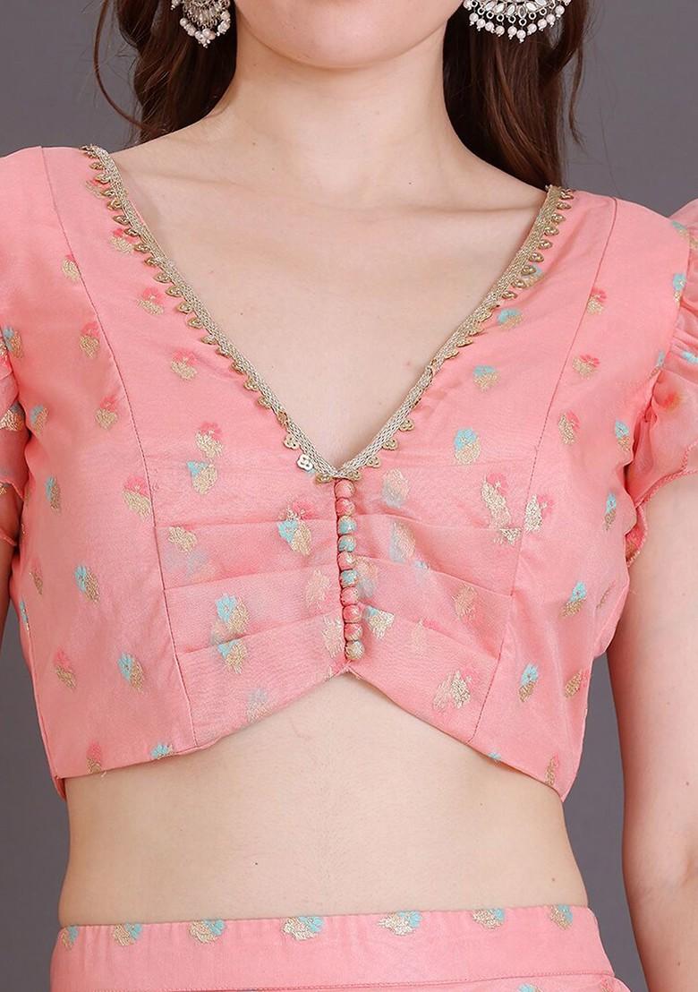 Pink Embellished Poly Blend Blouse