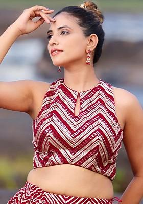 Pink Embroidered Poly Blend Blouse