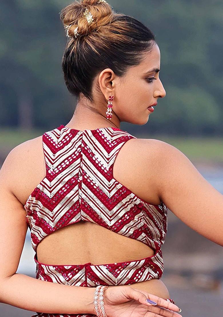 Pink Embroidered Poly Blend Blouse