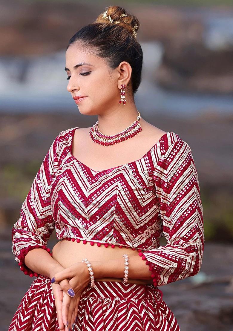 Pink Sequin Embroidered Georgette Blouse