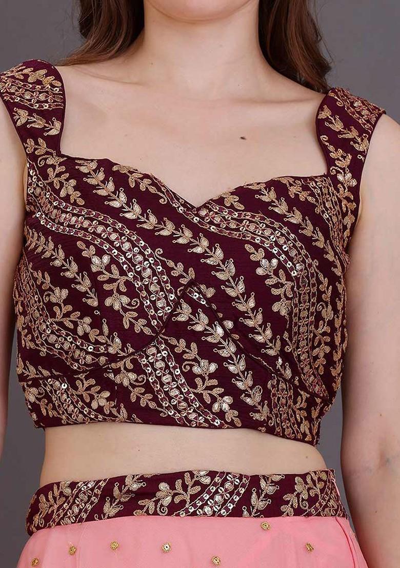 Purple Floral Embroidered Poly Blend Blouse