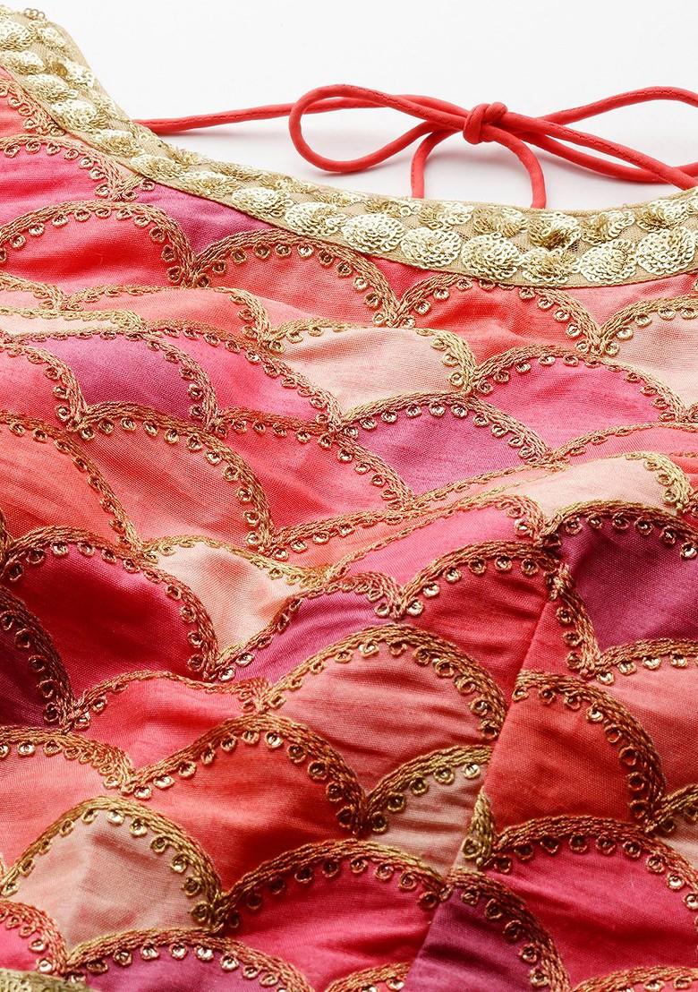 Pink Sequin Embroidered Poly Blend Blouse