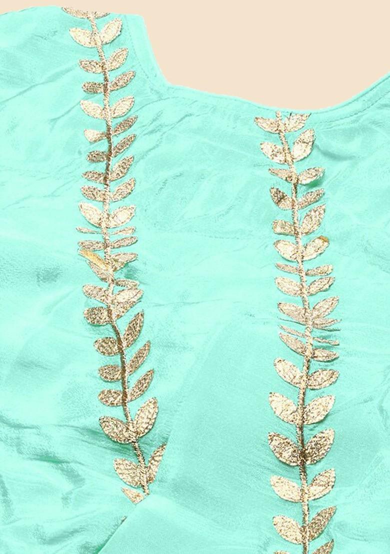 Green Embroidered Poly Blend Blouse