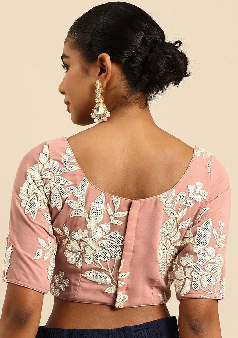 Pink Embroidered Poly Blend Blouse