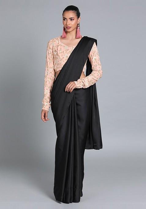 Peach Embroidered Poly Blend Blouse