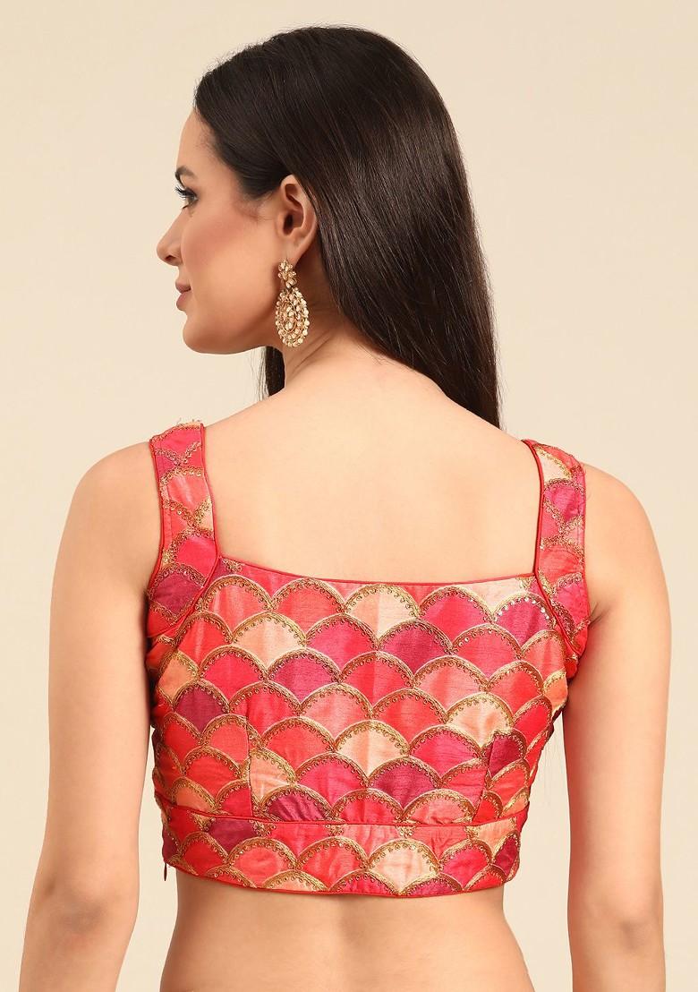 Pink Embroidered Poly Blend Blouse