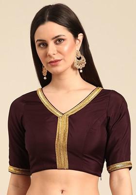 Purple Sequin Embroidered Poly Blend Blouse