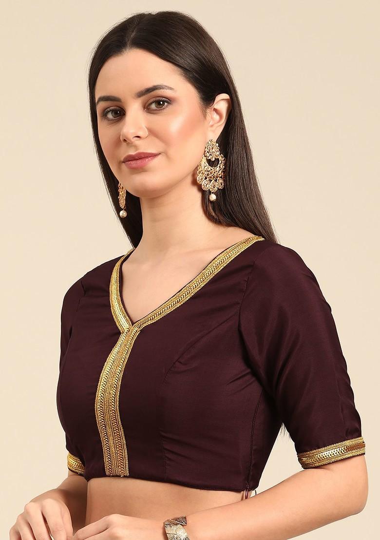 Purple Sequin Embroidered Poly Blend Blouse