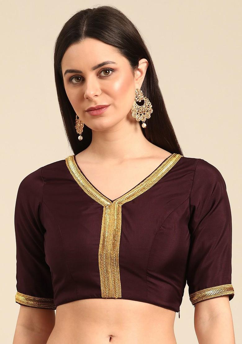 Purple Sequin Embroidered Poly Blend Blouse