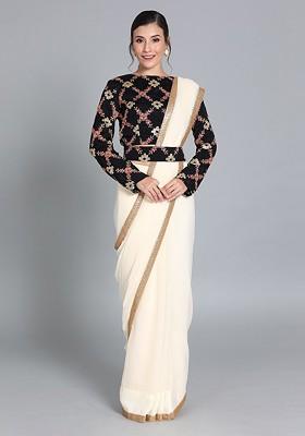 Black Embroidered Poly Blend Blouse