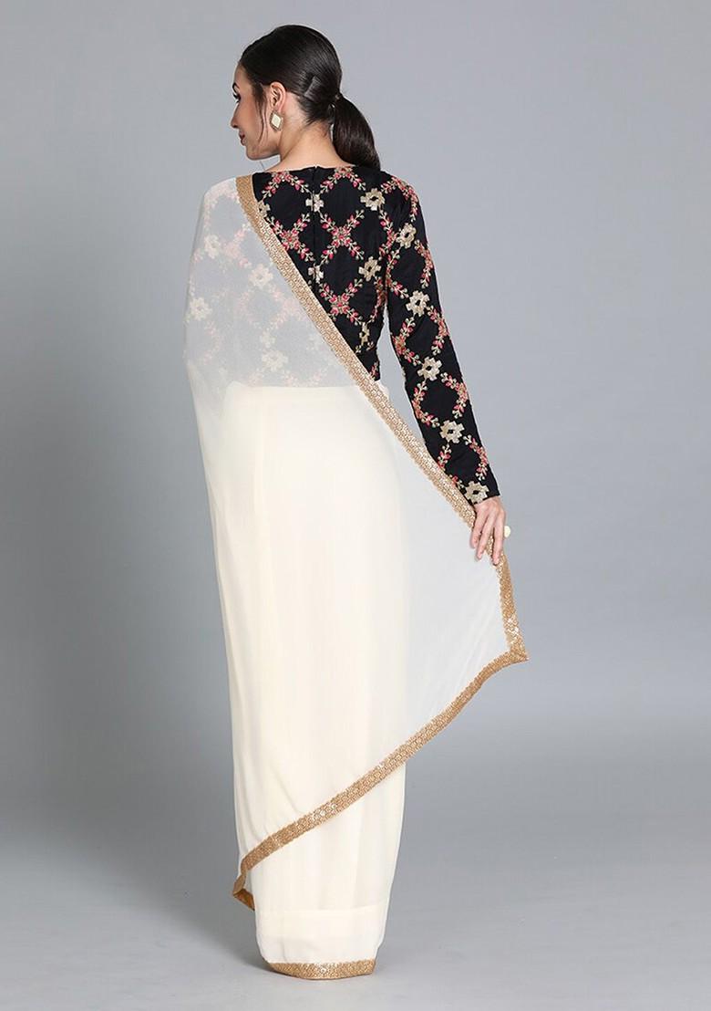 Black Embroidered Poly Blend Blouse