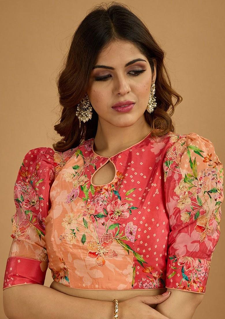 Pink Embroidered Poly Blend Blouse