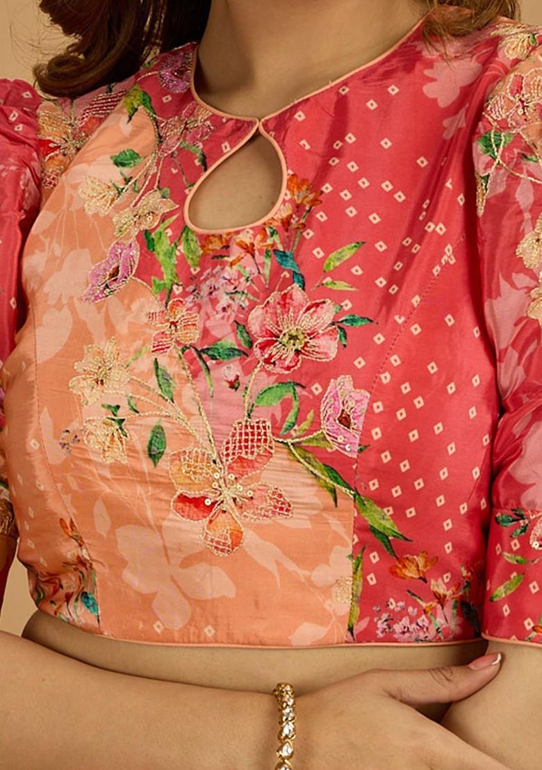 Pink Embroidered Poly Blend Blouse