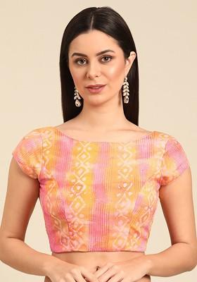 Yellow Batik Print Poly Blend Blouse